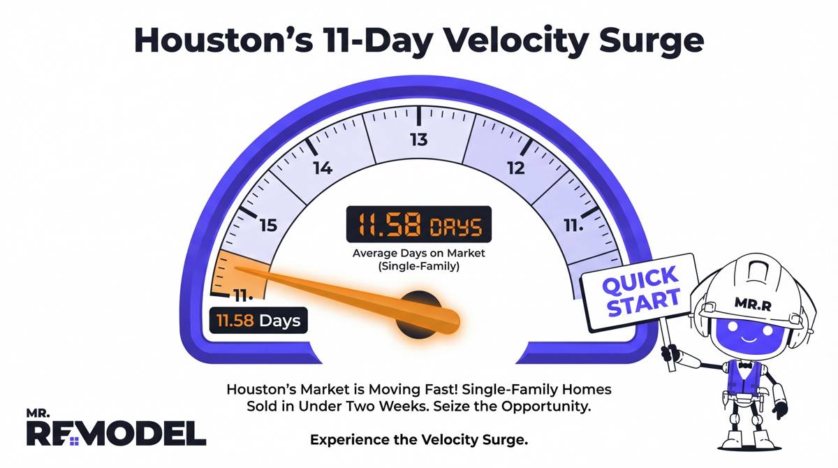 An infographic gauge titled "Houston